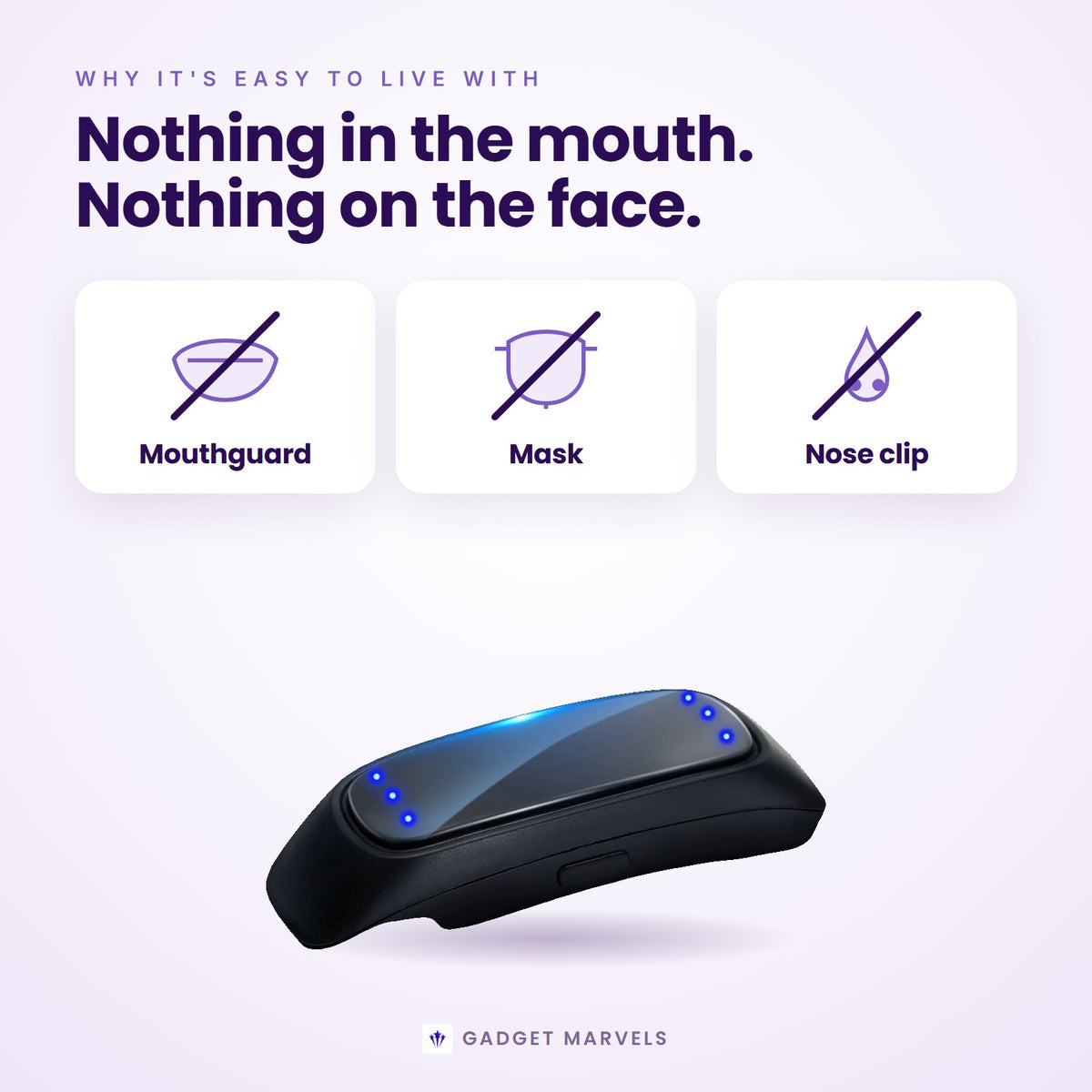 QuietPulse anti-snoring device: no mouthguard, no mask, no nose clip